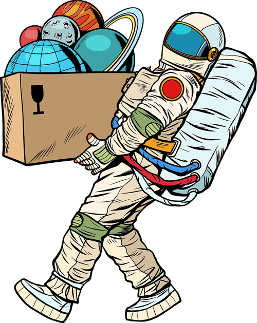 Astronaut Carrying Box of Items
