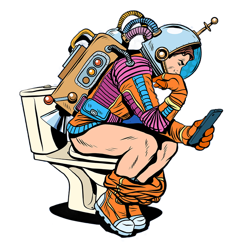 Astronaut Reading on the toilet