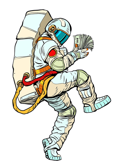 Astronaut holding money
